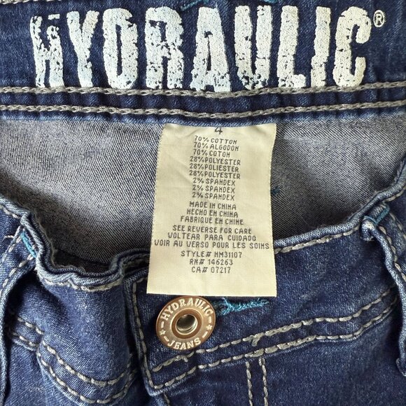 Hydraulic Womens Cropped Jeans Sz 4 (29 x 26) Embellished Cuff Stretch Blue Vtg - Picture 4 of 10